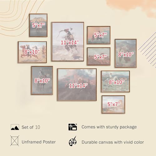 Vintage Western Cowboy Wall Art Set - Rustic Canvas Prints
