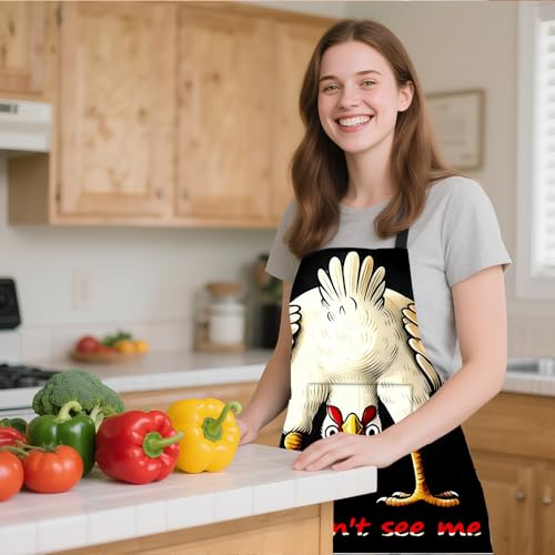 Funny Chicken Sunflower Apron for Men & Women - Adjustable Cooking Apron with Pockets