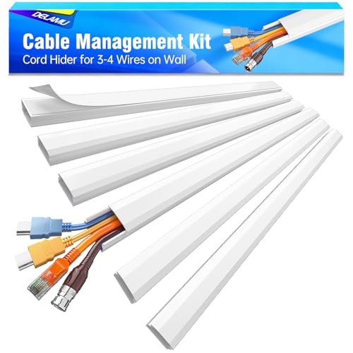Delamu TV Cord Hider - Large Cable Covers for 3-4 Wires, White