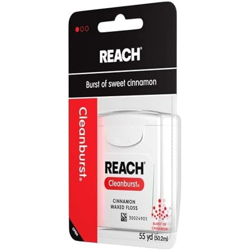 Reach Cleanburst Waxed Dental Floss - Cinnamon 55 Yards (Pack of 8)