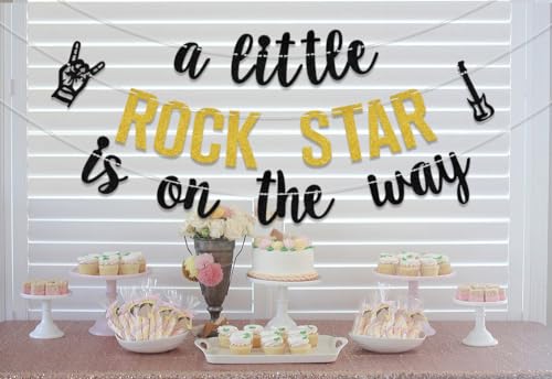 A Little Rock Star is On The Way Banner - Baby Shower Party Decor