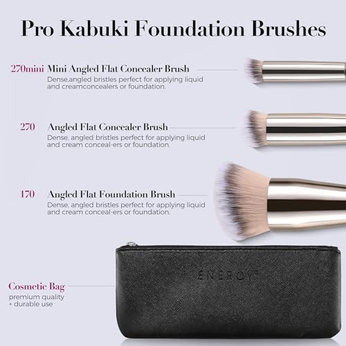 ENERGY 3-Piece Professional Makeup Brush Set with Travel Case