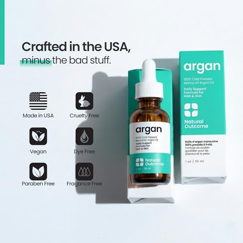 Natural Outcome 100% Pure Moroccan Argan Oil for Face, Body, and Hair, 1 oz