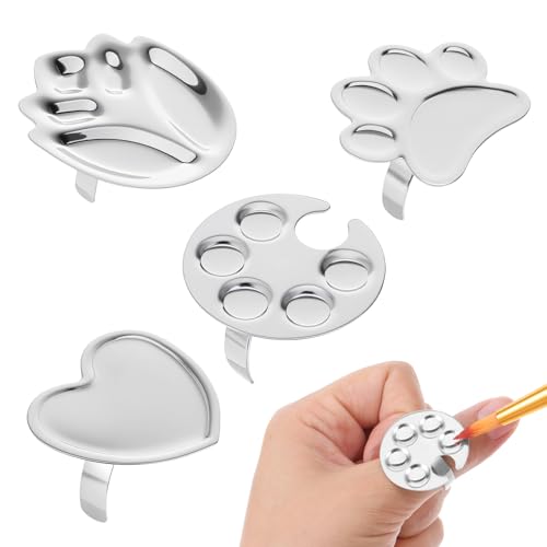 4 Pack Mini Stainless Steel Nail Art Palettes for Easy Mixing