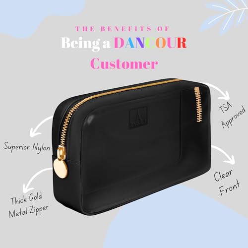 DANCOUR Small Clear Makeup Bag - Water-Resistant Nylon Travel Pouch