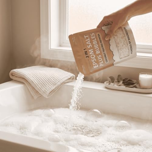 Epsom Salt Foaming Bath Soak – Coconut & Teatree, 12 oz – Muscle Recovery & Relaxation