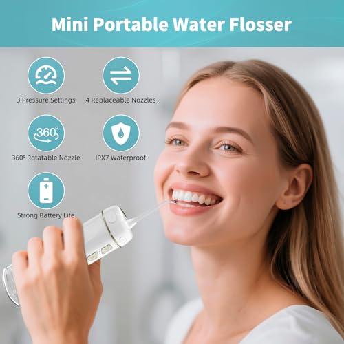 Hibbent Portable Cordless Water Flosser - Mini Oral Irrigator with 3 Modes