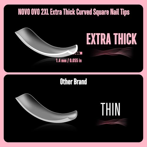 XXL Square Queen Pro Curved Nail Tips - Full Cover Acrylic Nails 240pc