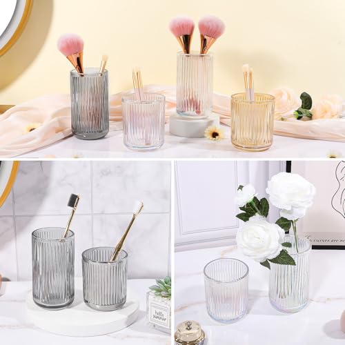 DASITON Crystal Glass Makeup Brush Holder Organizer - Coffee L