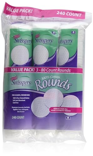 Swisspers Premium Cotton Rounds for Skincare - 240 Count