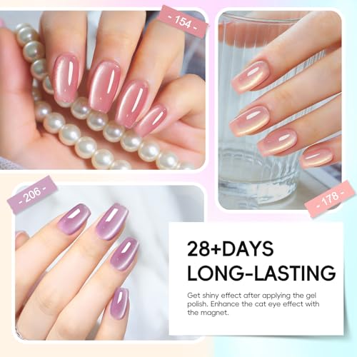COSCELIA 20-Piece Cat Eye Gel Nail Polish Set with Magnet - Long-Lasting