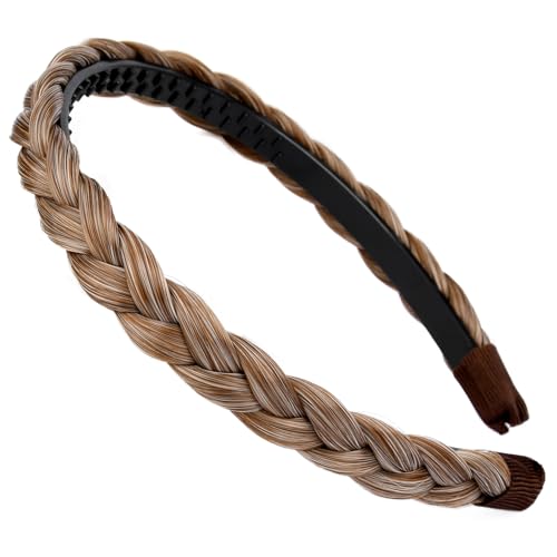 Caramel Blonde Synthetic Braided Headband with Teeth for Women & Girls