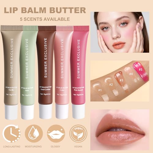 Summer Lip Balm Butter Set - Vanilla, Mint, Iced Coffee & More