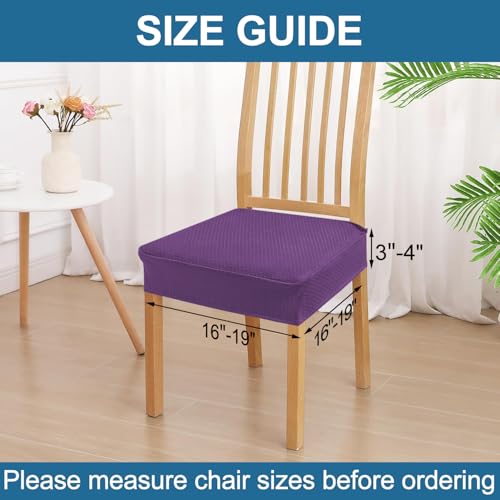 Smiry Waterproof Chair Seat Covers for Dining Room Chairs, Set of 2, Purple