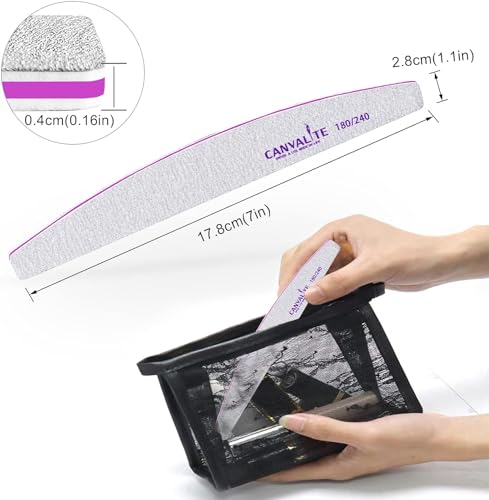 Canvalite Nail Files 180/240 Grit - 10 PCS Emery Boards for Natural Nails
