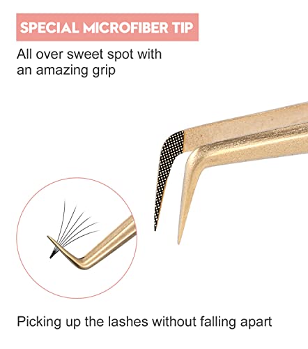 Ms.Queen 90 Degree Lash Tweezers - Precision Fiber Tip for Mega Volume Extensions