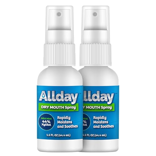 Allday Dry Mouth Spray Max Strength with Xylitol 1.5 Fl Oz Pack of 2 - Non-Acidic, Fast Acting, Sugar-Free Oral Care