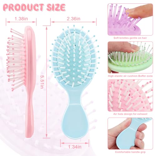 HOFASON Mini Wet Hair Brush Set - 4 Pack Travel Size for Girls