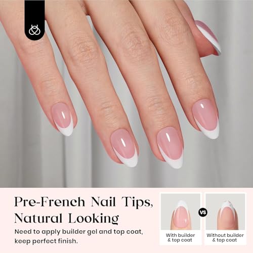 Beetles French Tips Press On Nails - 224 Pcs Short Almond Pink