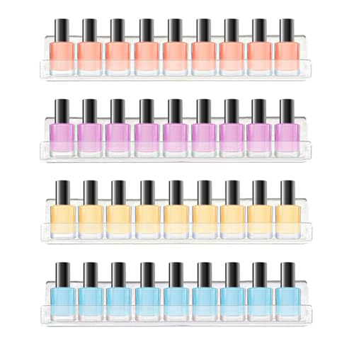 ROYALITA 4-Pack Acrylic Wall Mounted Nail Polish Organizer Clear Storage Shelf