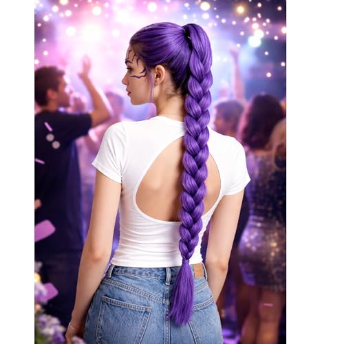 Purple Synthetic Hair Extensions 30 Inch 2 Pack - Long Braiding Hair for Box Braids & Styles