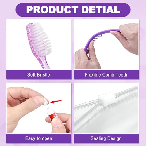 12-in-1 Travel Toiletry Kit, 5-Pack Bulk Personal Hygiene Sets for Travel
