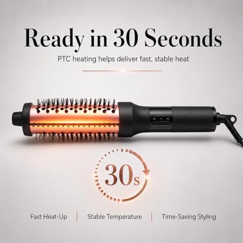 1.5-Inch Thermal Curling Brush for All Hair Types - Fast Heating, Anti-Scald