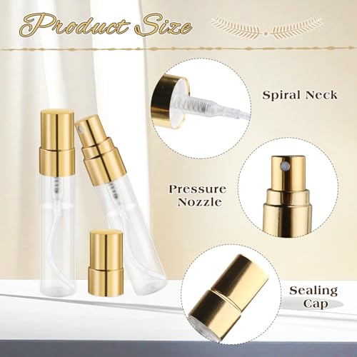 30 Pcs 5ml Glass Fine Mist Spray Bottles with Golden Lids for Travel