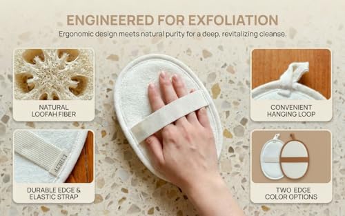 Premium Egyptian Loofah 2-Pack for Couples - White & Brown Exfoliating Scrubbers