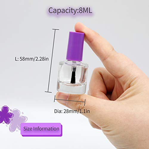 GTHER 20PCS 8ML Empty Nail Polish Bottles with Brush, Funnels & Mixing Balls