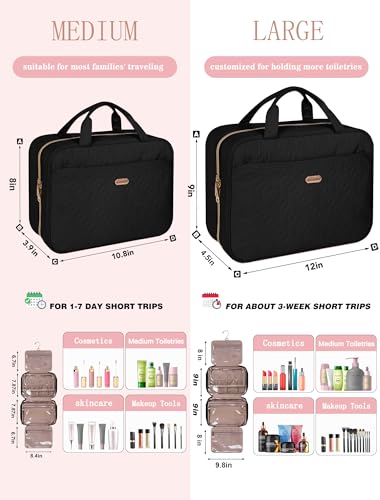 BALULHG Large Hanging Toiletry Bag - Waterproof Travel Makeup Organizer (Black)