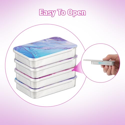 Moxweyeni Marble Pattern Travel Dental Floss Picks Case Refillable 4 Pack