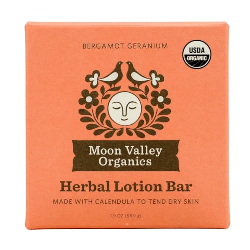 Herbal Lotion Bar with Beeswax - Bergamot Geranium Moon Valley Organics