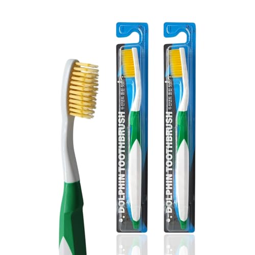 DUJINDENT Dolphin Gold Infused Ultra Soft Toothbrush 2 Pack for Sensitive Gums