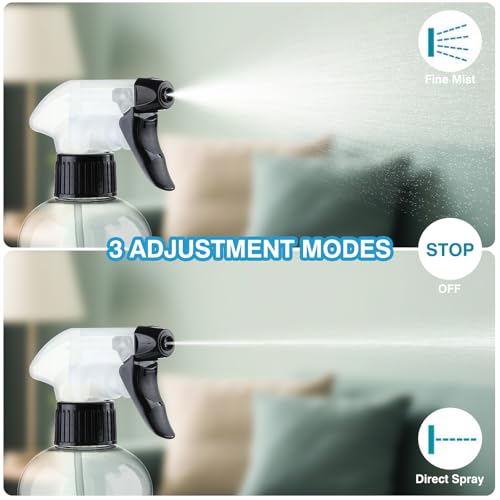 KREMORV 10oz Spray Bottles - 2 Pack, Adjustable Nozzle for Multi-Use