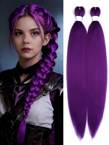Dark Purple Braiding Hair Extensions 28 Inch - 2 Packs for Festivals & Parties