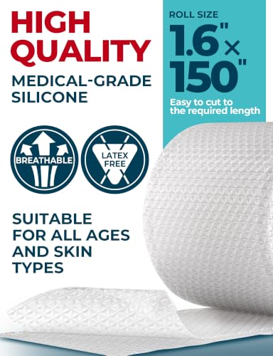 MYHELP Medical Grade Silicone Scar Tape 150x1.6 Inches Clear - Scar Removal