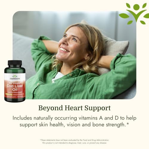 Swanson Cod Liver Oil with Vitamin A - 180 Softgels, 350mg - Supports Bone, Skin & Eye Health