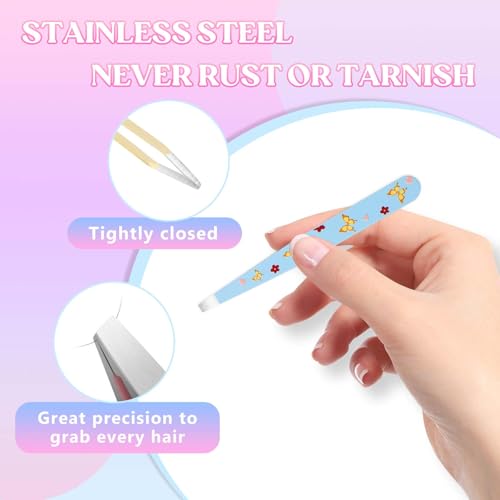 FADLASH Stainless Steel Eyebrow Tweezers Set - 4pcs Precision Grooming Tools