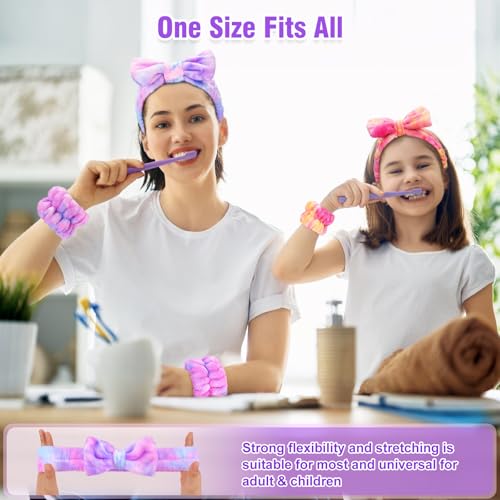 Spa Headband & Wristband Set - Soft Coral Fleece for Beauty Routine