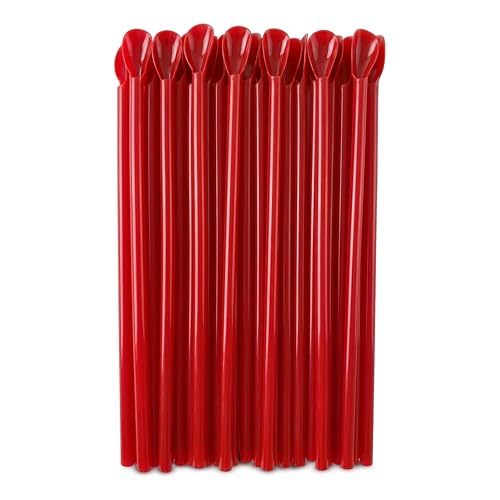 Concession Essentials 10" Red Spoon Straws - Pack of 200 for Frozen Drinks