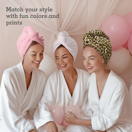 Brook + Bay Pink Microfiber Hair Towel Wrap – Quick Dry Turban, Anti-Frizz