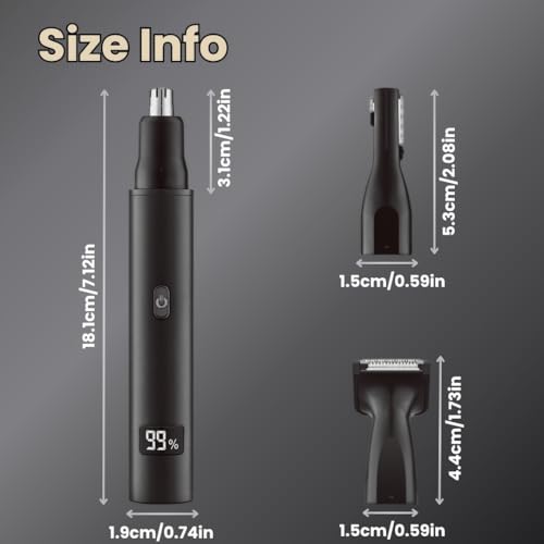 Rechargeable 3-in-1 Nose Ear & Facial Hair Trimmer for Men & Women