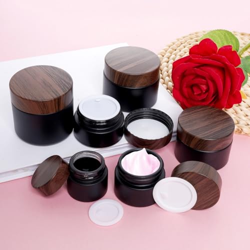 Miayon 6Pcs 2.12oz Glass Cosmetic Jars with Lids - Travel Refillable Pots