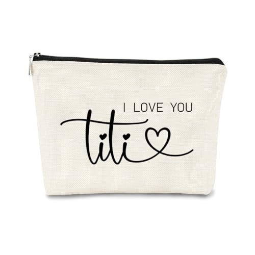 BARPERY Titi I Love You Makeup Bag for Aunts - Mother's Day Gift, Travel Organizer