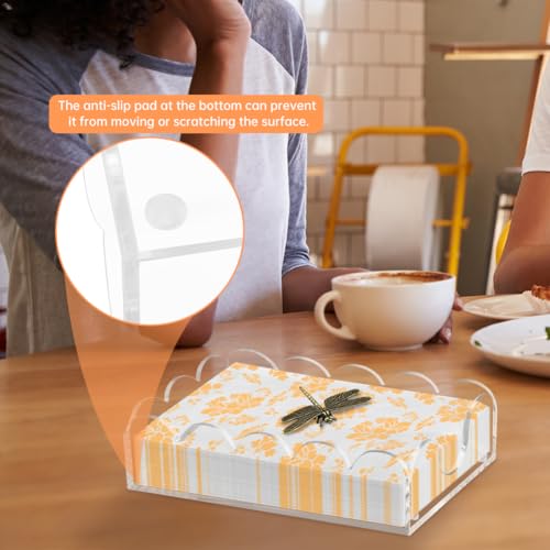 Clear Acrylic Napkin Holder with Scalloped Edges - 9.5x5.5in