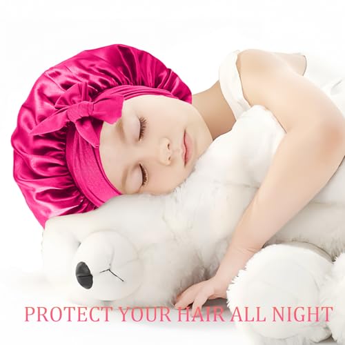 Kids Satin Bonnets for Girls - 2 Pack Hypoallergenic Sleep Caps
