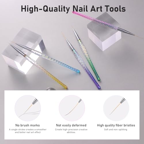 5-Piece Nail Art Liner Brush Set for Fine Detailing - RIYUEXING