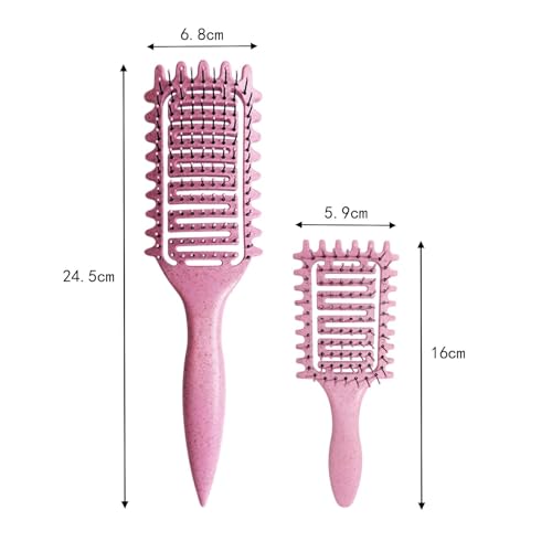 Yingbtr 2Pcs Pink Curl Defining Hair Brushes Vented Detangling Curly Hair Styling Tool