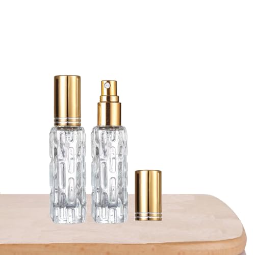 AGENIZ 15ML Gold Glass Refillable Perfume Atomizer Set - 8 Portable Spray Bottles